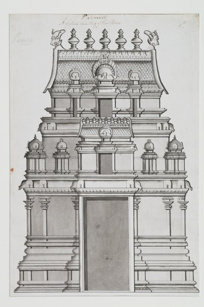 İki katlı bir gopuram by Indian School
