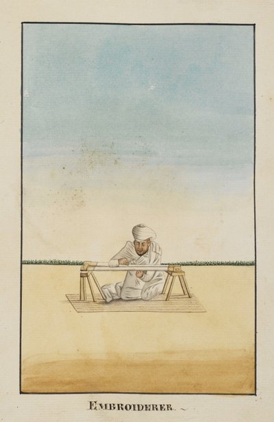 Ekle Veya 2716, Nakışçı çerçevesine oturmuş by Indian School