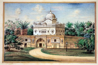Akali Temple Amritsar, The Kingdom of the Punjab, its Rulers and Chiefs, cilt II, kimliği belirsiz bir Hintli sanatçının 30 suluboya çalışması, c.1840 (kağıt üzerinde wc) by Indian School