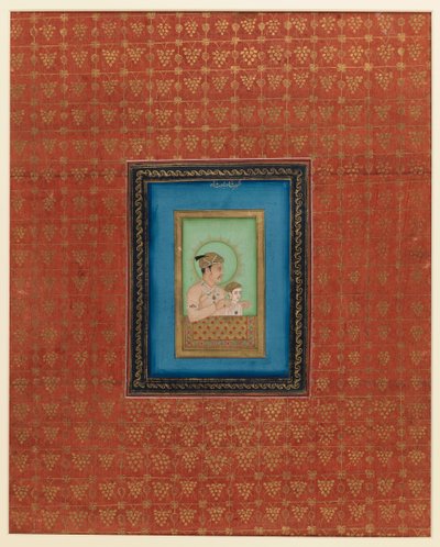 Ekber ve oğulları veya torunlarından biri, 1875-1900 (kağıt üzerinde opak wc ve altın) by Indian School