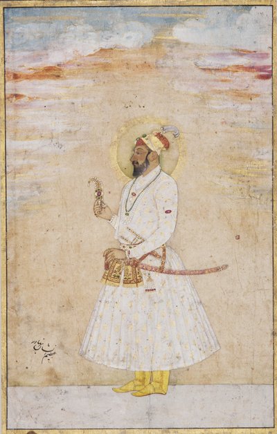 Azim us Shan Bahadur, c.1720 (kağıt üzerinde opak wc ve altın) by Indian School