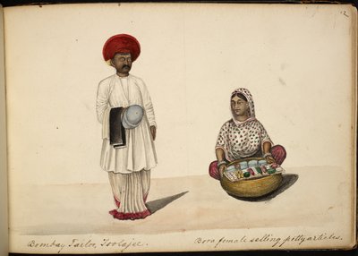 Bombay terzisi; Bohori kadın seyyar satıcı by Indian School