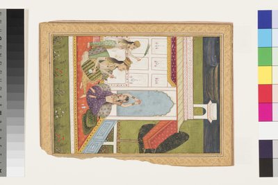 Dipaklı Desavarati Ragini, 18. yüzyılın başları (kağıt üzerinde opak suluboya ve altın) by Indian School