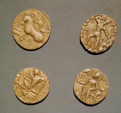 Samudragupta (335-375) Kumaragupta I (415-454) ve Chandragupta I (320-335) (altın) Dinarları by Indian School