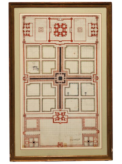 Tac Mahal bahçelerinin erken şematik planı, Agra, Kuzey Hindistan, c.1805 by Indian School