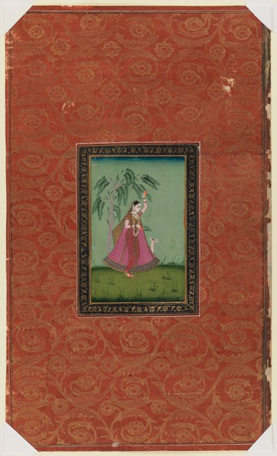 Geyikli kız, 1875-1900 (kağıt üzerinde opak wc ve altın rengi) by Indian School