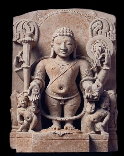 Hinduizm: “” Vishnu'nun temsili”” (Vishnu) - Gres heykeli (kumtaşı heykel), Mathura Okulu, Kouchan İmparatorluğu by Indian School