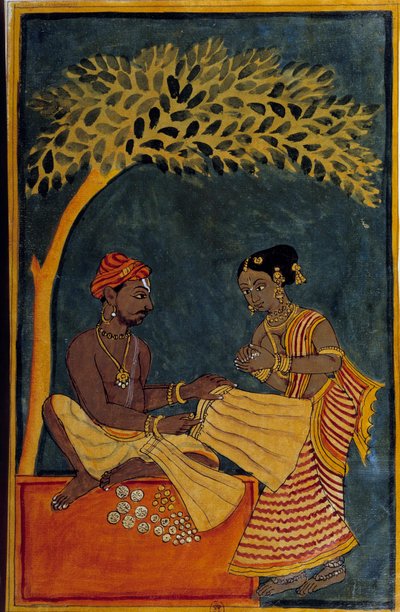 Hint sanatı: bir kumaş tüccarı. 1760 civarında suluboya. Paris, B.N. by Indian School