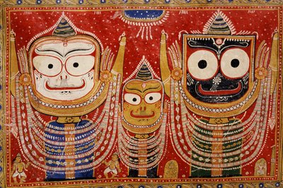 Jagannath, bir evin duvarına boyanmış (duvar resmi) by Indian School