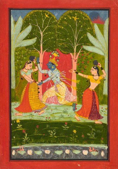 Krishna gopilerden bir geçiş ücreti alıyor, c.1660 by Indian School