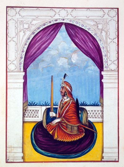 Maharaja Nau Nihal Singh, The Kingdom of the Punjab, its Rulers and Chiefs, cilt I, kimliği belirsiz bir Hintli sanatçının 27 suluboya çalışması, c.1840 (kağıt üzerinde wc) by Indian School