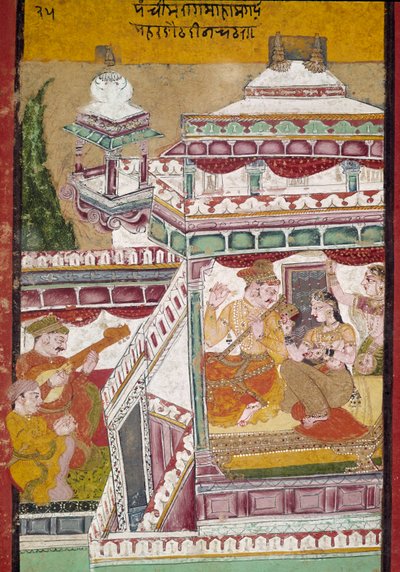 Sarayda müzikli gösteri (Minyatür by Indian School