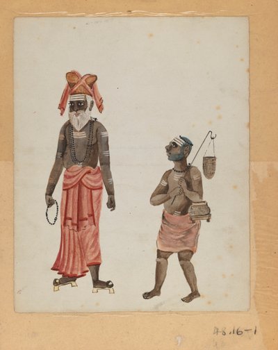 Hintlileri farklı mesleklerden gösteren dokuz resimden biri (kağıt üzerinde wc) by Indian School
