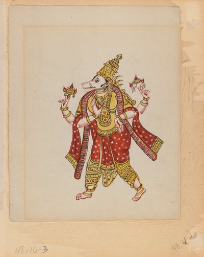 Hintlileri farklı mesleklerden gösteren dokuz resimden biri (kağıt üzerinde wc) by Indian School
