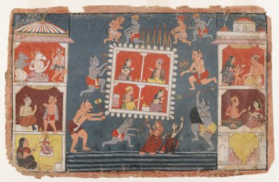 Dağınık Bhagavata Purana Serisinden bir sayfa, c.1610-1650 (kağıt üzerinde opak wc) by Indian School