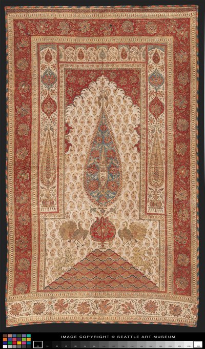 Palampor (yatak örtüsü), 19. yüzyılın başlarında yüzyıl (Boya, boya ve yaldızlı pamuk) by Indian School