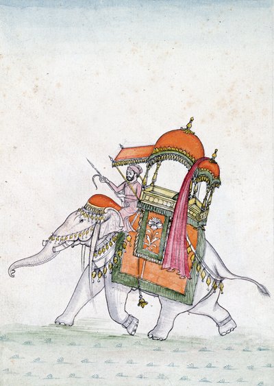 Bir file binen bir adamın portresi, 19. yüzyılın başlarında (kağıt üzerinde wc) by Indian School