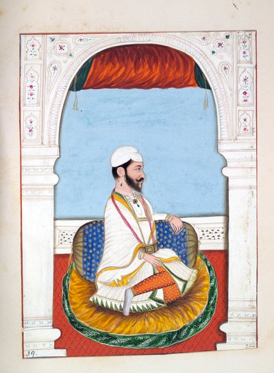 Pundit Jhila, The Kingdom of the Punjab, its Rulers and Chiefs, cilt II, kimliği belirsiz bir Hintli sanatçının 30 suluboya çalışması, c.1840 (kağıt üzerinde wc) by Indian School