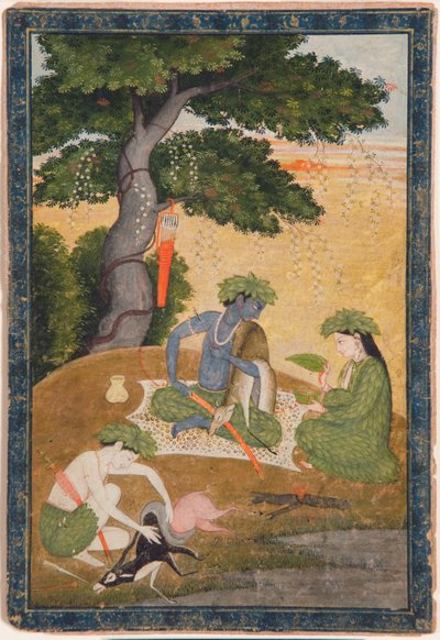 Rama, Sita ve Lakshmana ile ormanda, Ramayana