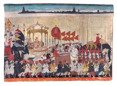 Rao Tuljaji in Procession, c.1775 (kağıt üzerinde opak wc ve altın) by Indian School