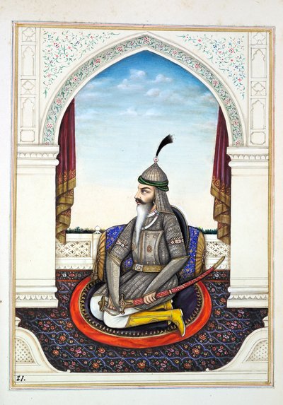 Sirdar Harri Singh, The Kingdom of the Punjab, its Rulers and Chiefs, cilt I, kimliği belirsiz bir Hintli sanatçının 27 suluboya çalışması, c.1840 (kağıt üzerinde wc) by Indian School