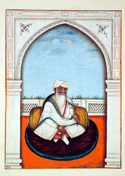 Sirdar Sham Singh, The Kingdom of the Punjab, its Rulers and Chiefs, cilt I, kimliği belirsiz bir Hintli sanatçının 27 suluboya çalışmasından oluşan bir cilt, c.1840 (kağıt üzerinde wc) by Indian School