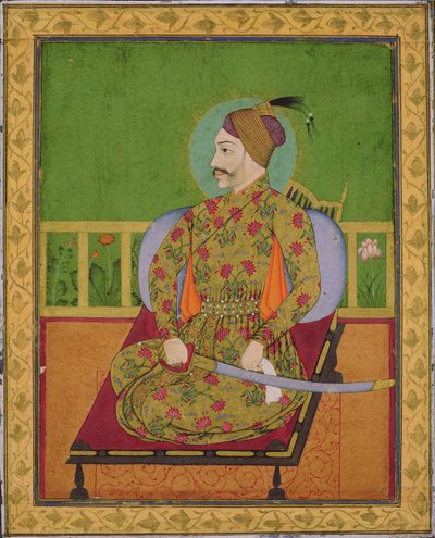 Golconda Sultanı Abdullah Kutubşah (reg.1626-72) Deccan, Mughal, c.1640 (kağıt üzerinde altın ve gümüş ile guaş) by Indian School