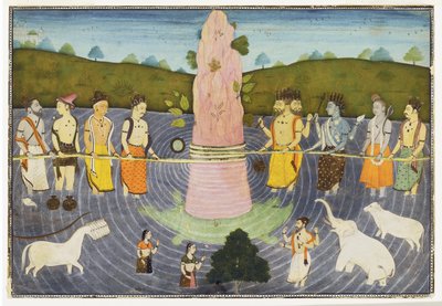 Süt Okyanusunun Çalkalanması, c.1700 (opak wc ve altın) by Indian School