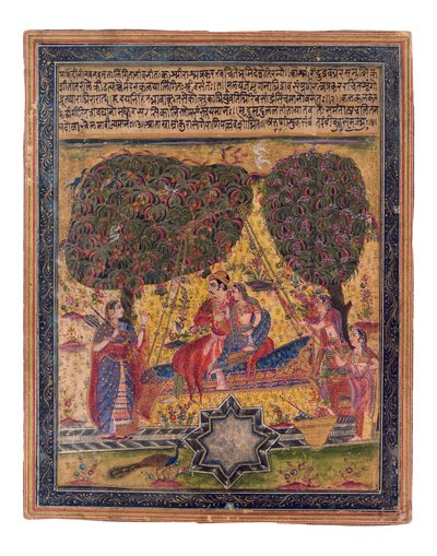 The Musical Mode, Vasant, c.1675 (kağıt üzerinde opak wc ve altın rengi) by Indian School
