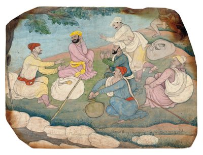 18. yüzyılın ortalarında, yol kenarında müzik keyfi yapan gezginler by Indian School