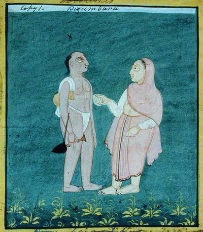 İki Digambara Jain, Dini Mendicants, Udaipur, c.1810-20 (kağıt üzerinde guaj) by Indian School
