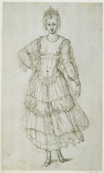 Sabahın Kızı, c.1611 (kağıt üzerinde kalem ve mürekkep) by Inigo Jones