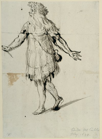 Bir büyücü, c.1638 (kağıt üzerine kalem ve mürekkep) by Inigo Jones