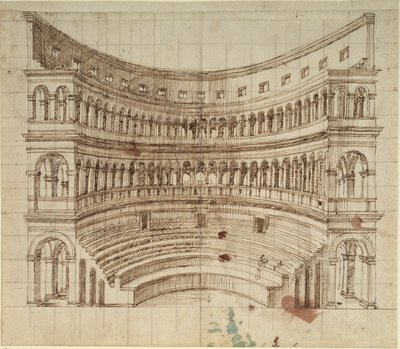 Bir amfi tiyatro (kağıt üzerine kalem ve mürekkep) by Inigo Jones