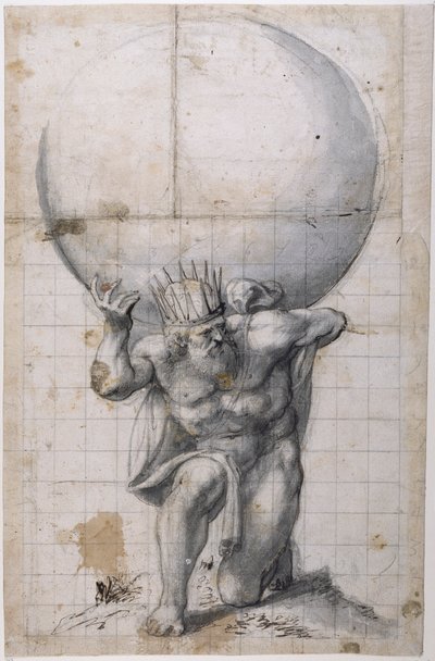 Atlas: arka deklanşör veya rahatlama sahnesi (kağıt üzerinde kalem ve mürekkep) by Inigo Jones