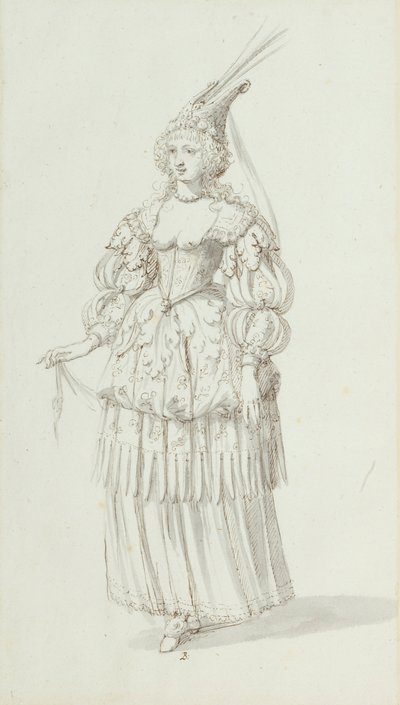 Chloris: Henrietta Maria için alternatif eskiz, c.1631 (kağıt üzerine kalem ve mürekkep) by Inigo Jones