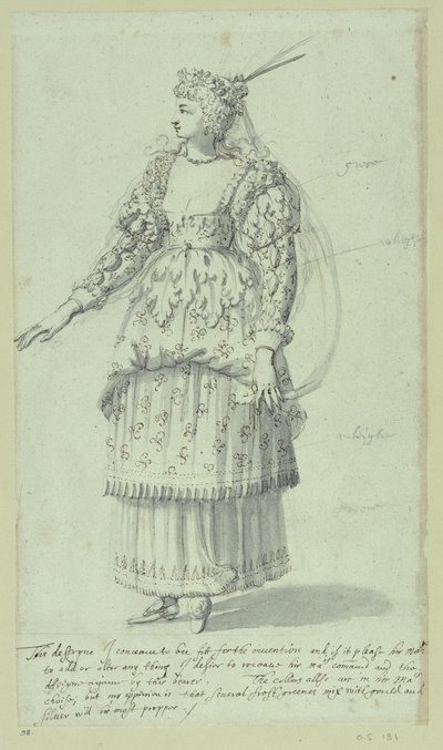 Chloris: Henrietta Maria için son taslak, c.1631 (kağıt üzerinde kalem ve mürekkep) by Inigo Jones