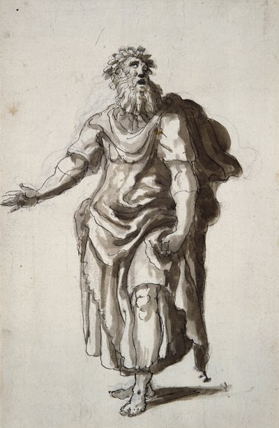Merlin, c.1610 (kağıt üzerine kalem ve mürekkep) by Inigo Jones