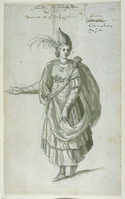 Mısır Kraliçesi Berenice (kağıt üzerine kalem ve mürekkep) by Inigo Jones