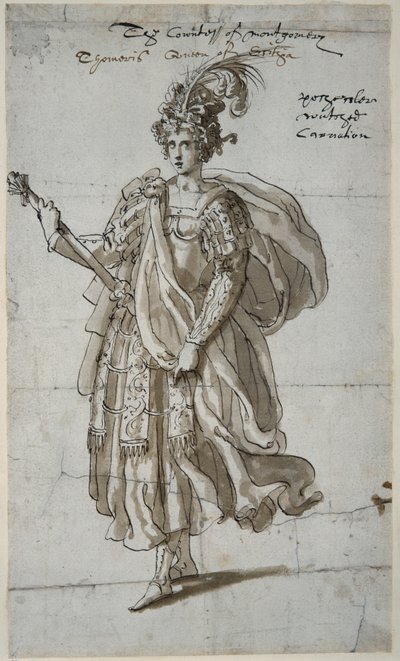 Massagetai Kraliçesi Tomyris, 1609 dolayları (kağıt üzerinde kalem ve mürekkep) by Inigo Jones
