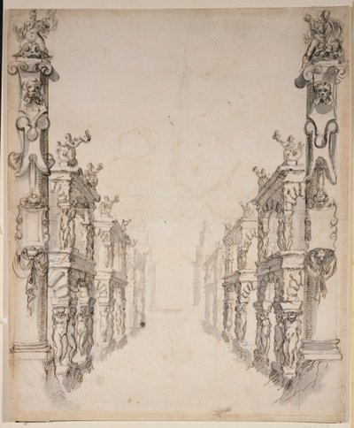 Oceanus Evi (kağıt üzerine kalem ve mürekkep) by Inigo Jones