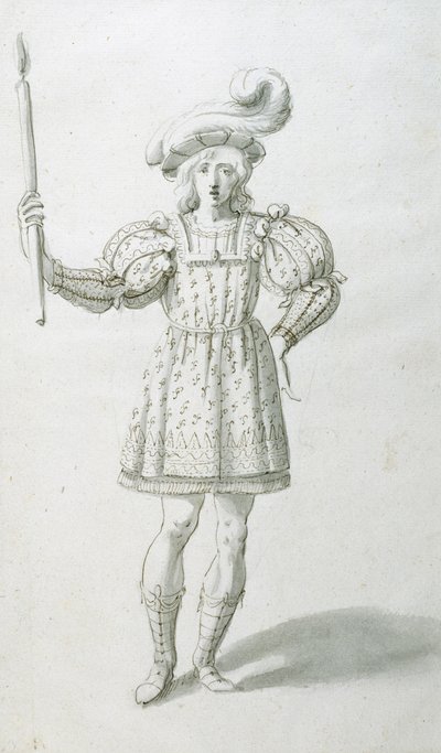 Torchbearer (kağıt üzerine kalem ve mürekkep) by Inigo Jones