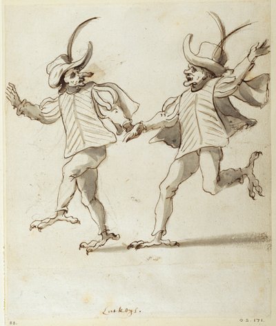 İki Uşak (kağıt üzerine kalem ve mürekkep) by Inigo Jones