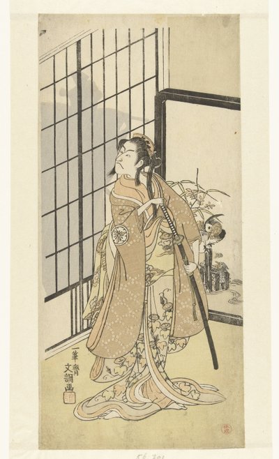 Oyuncu Matsumoto Koshiro III, de vrouwenrol Asagao'da by Ippitsusai Bunchō