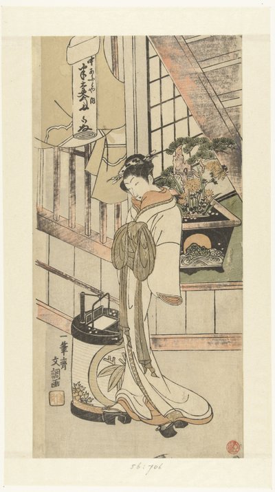 Naka-omi evinden Courtesan Handayu by Ippitsusai Bunchō