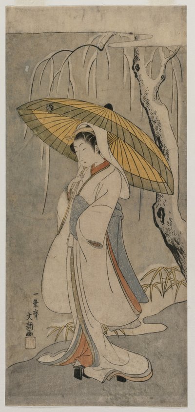 Segawa Kikunojo II as the Heron Maiden from the series Ichimura Theater, 1770. by Ippitsusai Bunchō