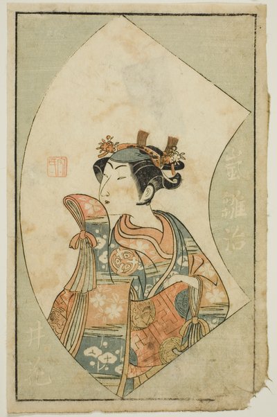 Aktör Arashi Hinaji, "Sahne Hayranlarının Resimli Kitabı (Ehon butai ogi)" by Ippitsusai Bunchō
