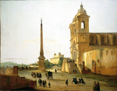 İtalya, Roma, Ippolito Caffi tarafından Mount Kilisesi ve Sallustian Dikilitaş üzerinde Trinity by Ippolito Caffi