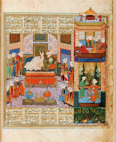 Sekiz Şair Döngüsünden Hüsrev ve Şirin Minyatür Evliliğinin Tamamlanması by Iranian Master