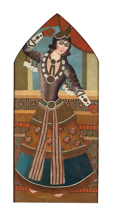 Kaçar Dans Eden Kız, 1840 dolayları (tuval üzerine yağlı boya) by Iranian School